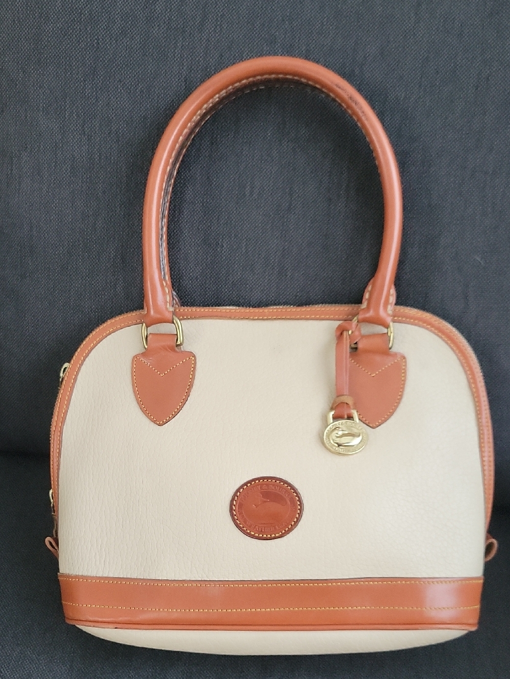Dooney & Bourke Cream and Tan Leather Satchel